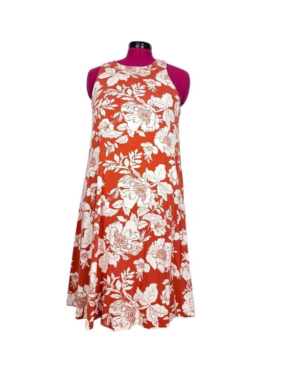 Old Navy Dresses & Skirts - Old Navy Floral Rust-Orange Sleeveless Swing Dress M
